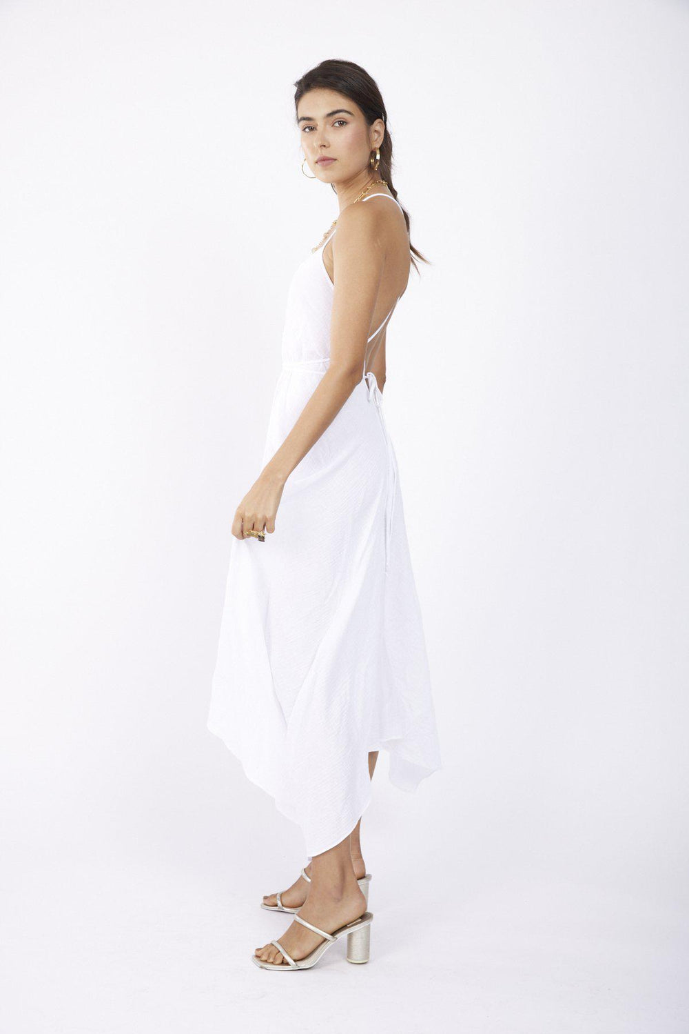 שמלת דייזי כותנה בצבע לבן - M By Maskit