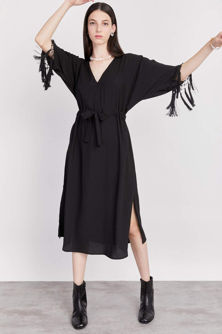 שמלת פרנזים בצבע שחור - Ayelet Weinman