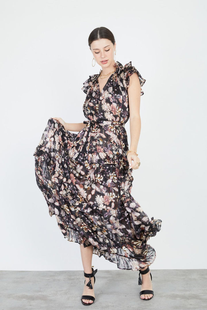 שמלת ג'יה הדפס שחור - Sabina Musayev
