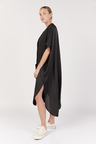 שמלת גלביה סנטוריני בצבע שחור - Dana Sidi
