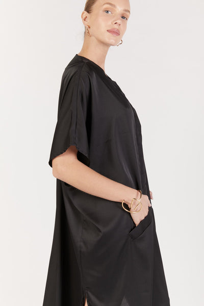 שמלת גלביה סנטוריני בצבע שחור - Dana Sidi