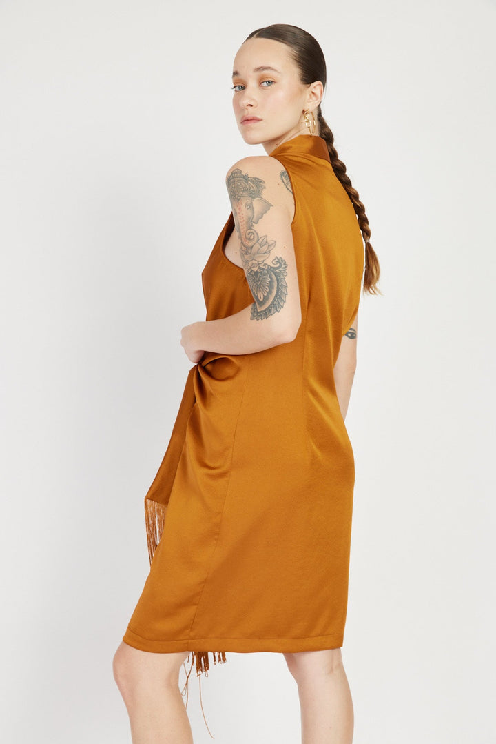 שמלת צעיף מיני בצבע חמרה - House Of Jaffa X Razili
