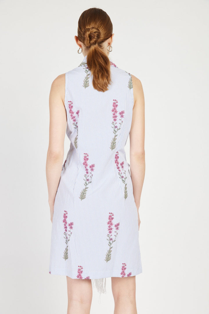 שמלת צעיף מיני בהדפס פסים פרחוני - House Of Jaffa X Razili