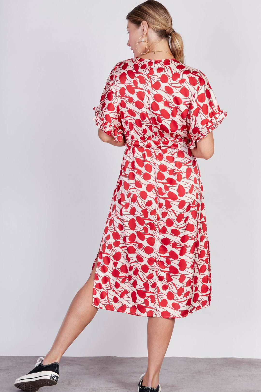 שמלת קימי בהדפס בצבע לבן אדום - Ayelet Weinman