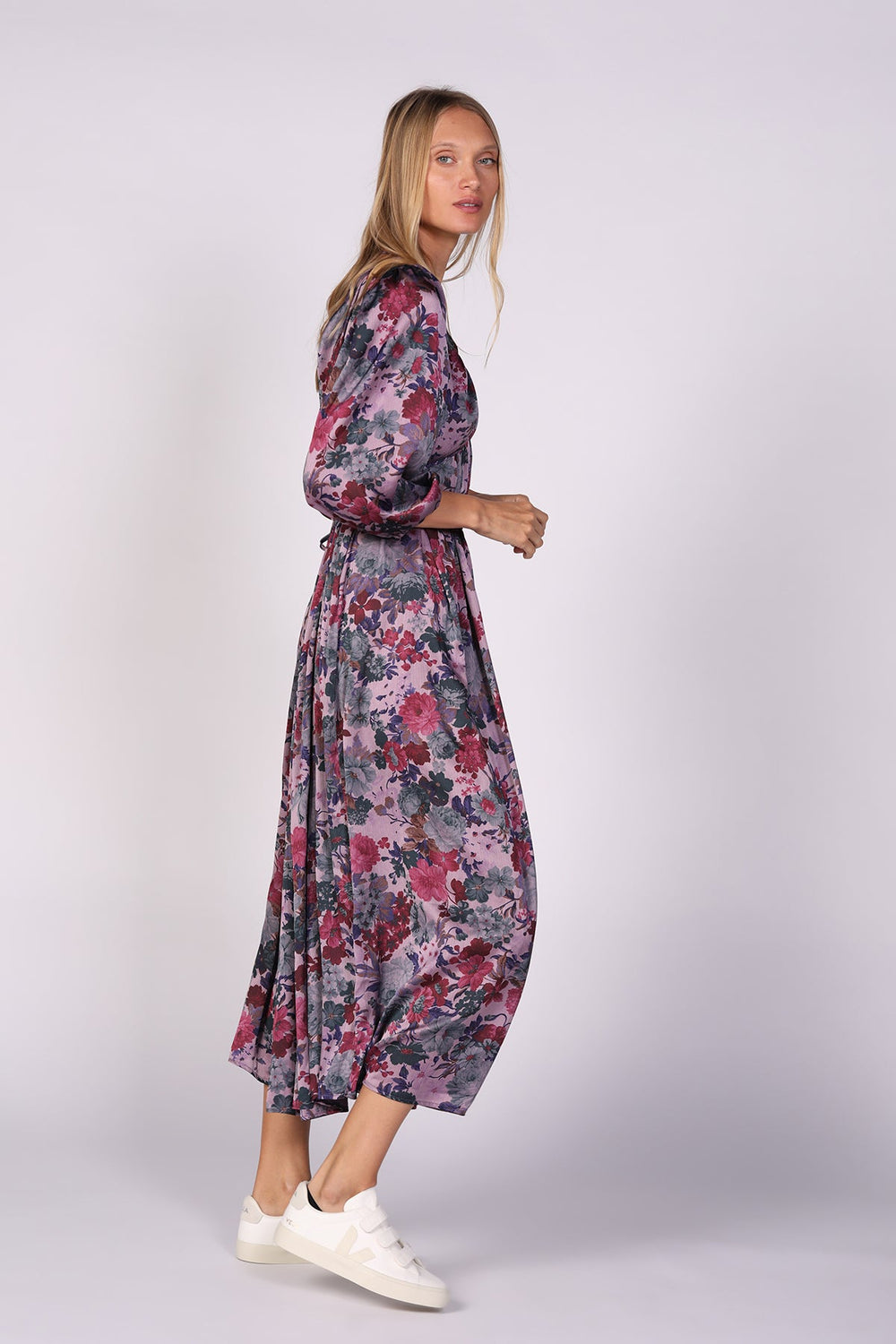 שמלת קמילה בהדפס סגול - M By Maskit