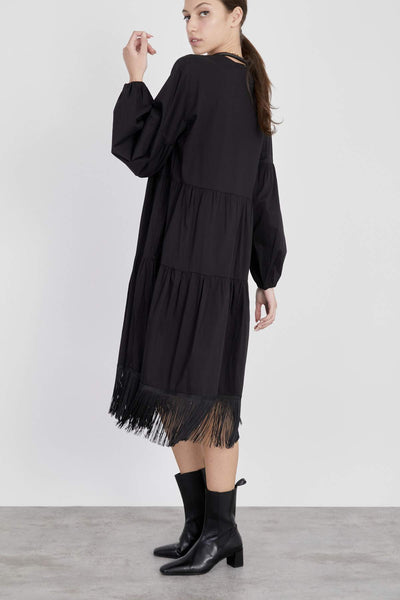 שמלת קומות פרנזים בצבע שחור - Ayelet Weinman