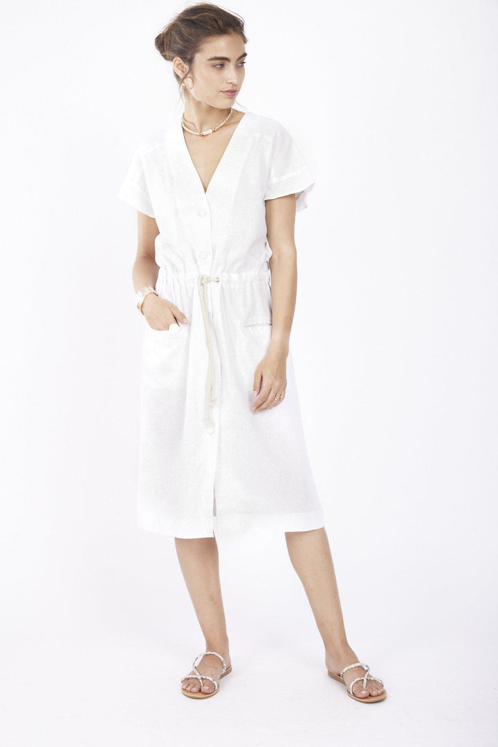 שמלת מידי פיאר בצבע לבן - Razili Studio