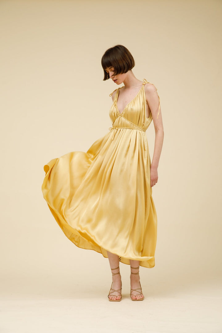 שמלת מידי קארי בצבע צהוב - M By Maskit