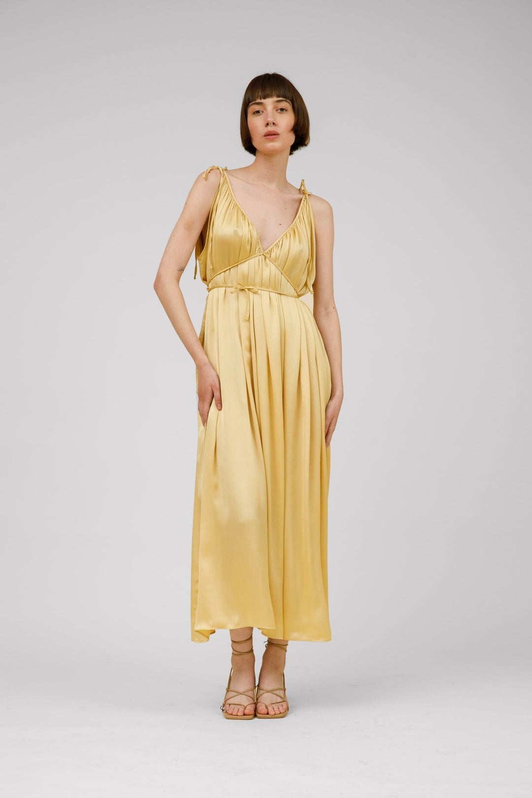 שמלת מידי קארי בצבע צהוב - M By Maskit