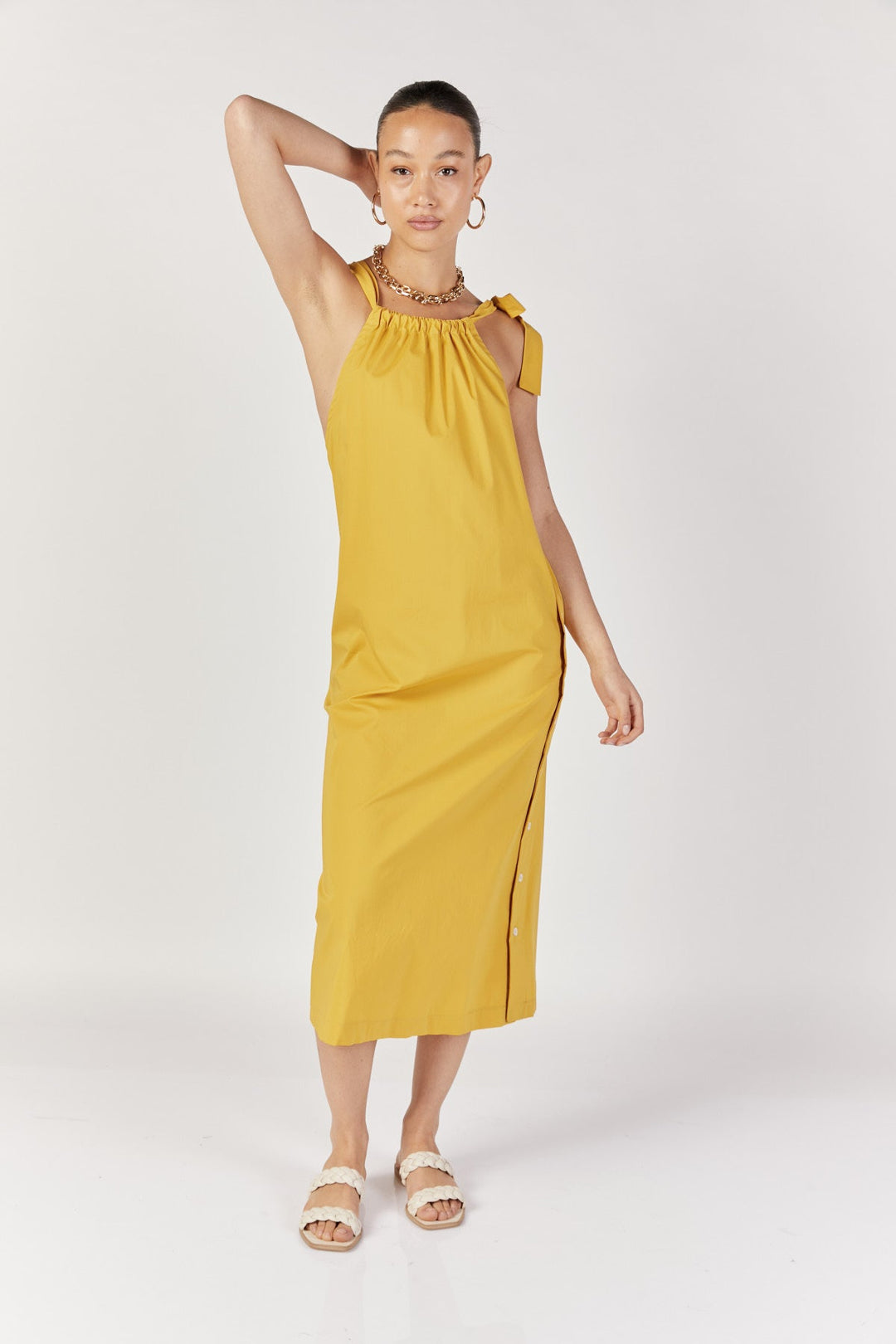 שמלת מידי קאווה בצבע חרדל - Razili Studio