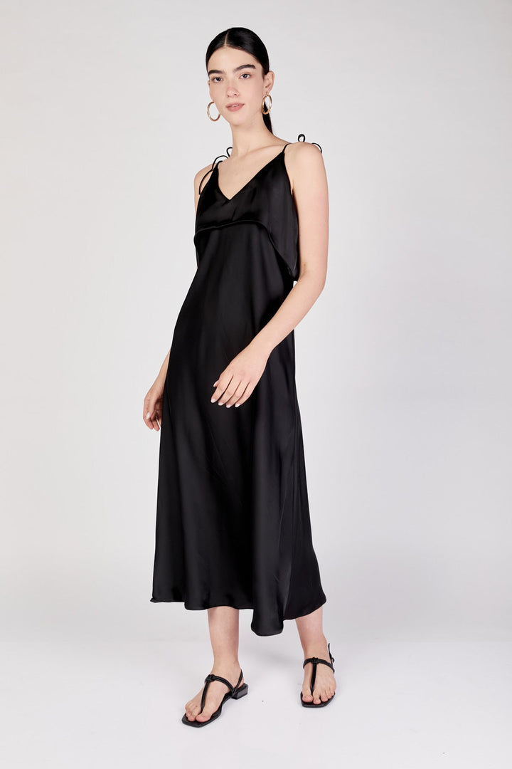 שמלת מידי שרדוני בצבע שחור - Razili Studio