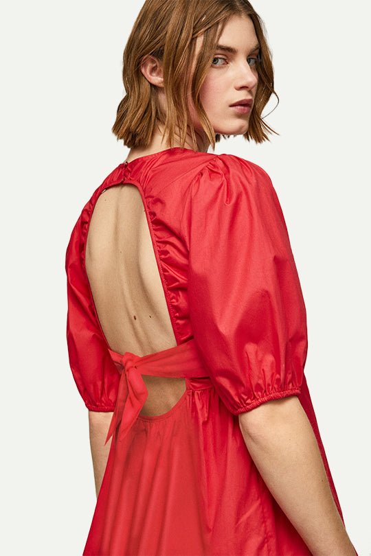 שמלת מיני פפלום Bella בצבע אדום - Pepe Jeans