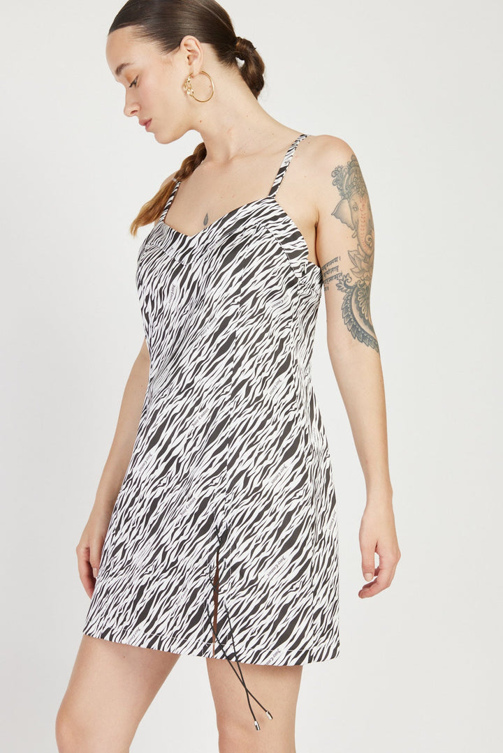 שמלת מיני קשירה בהדפס זברה - Juicy Couture