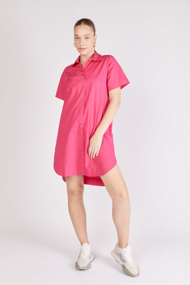 שמלת מיני מכופתרת סליה בצבע ורוד - Razili Studio