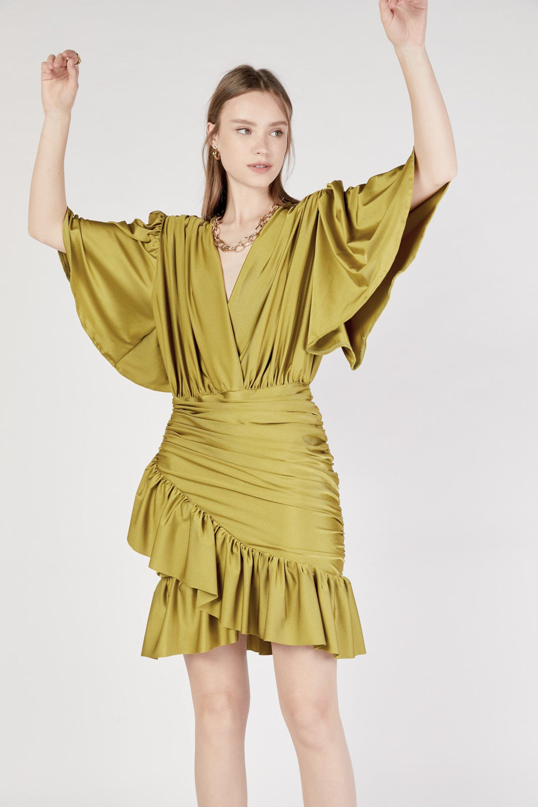 שמלת מיני ניקה בצבע ירוק - Dana Sidi