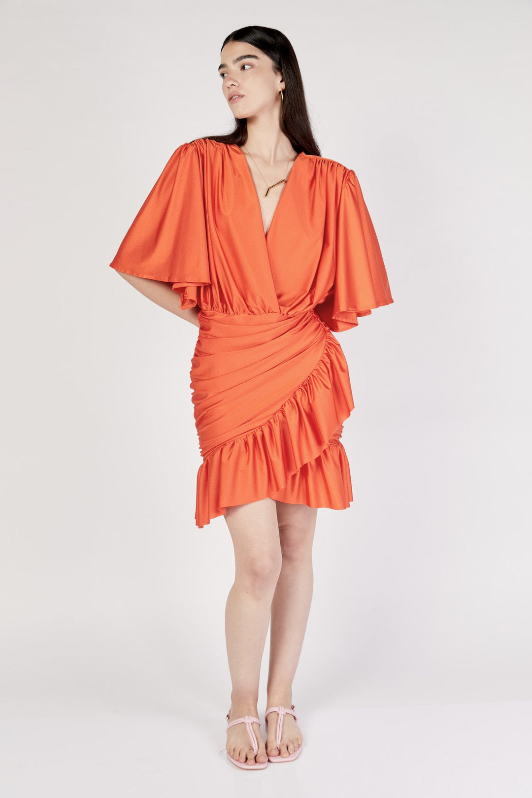 שמלת מיני ניקה בצבע כתום - Dana Sidi