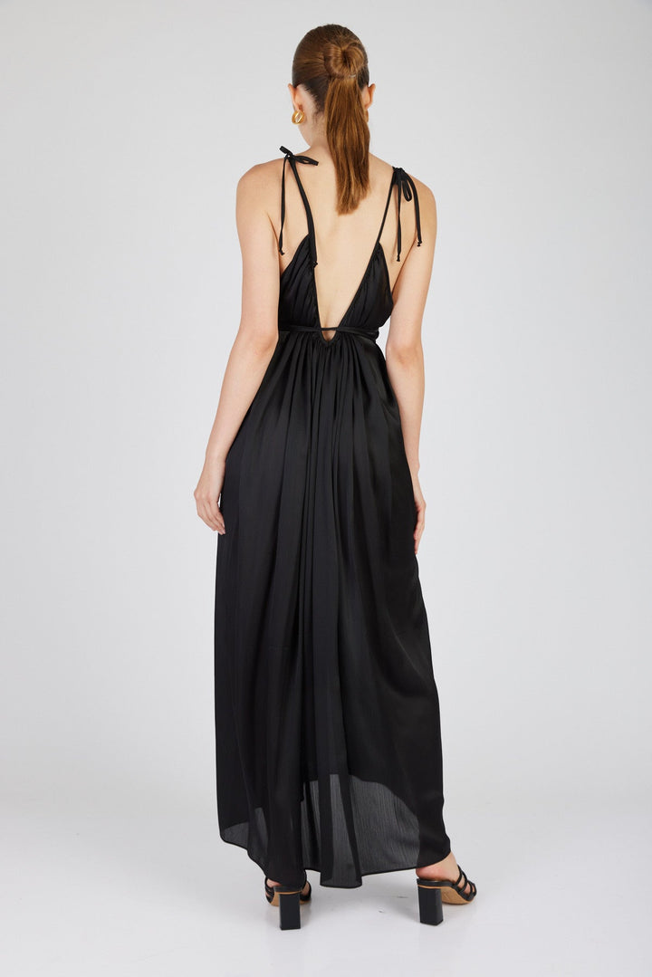 שמלת מקסי קרי בצבע שחור - M By Maskit