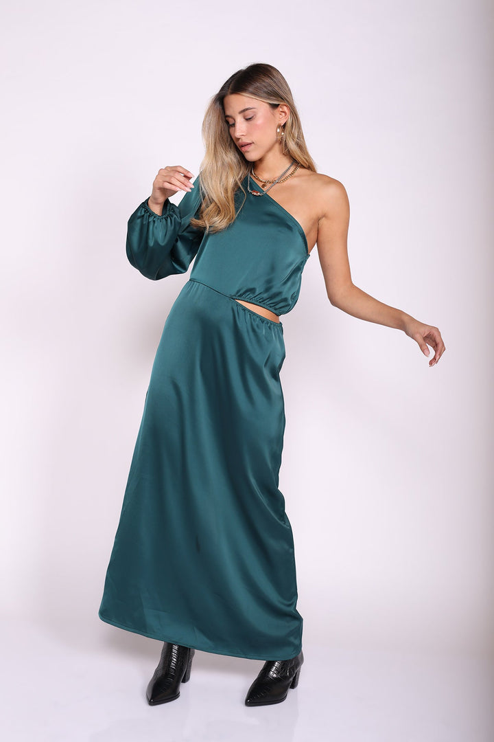 שמלת מקסי קרלה בצבע ירוק - Re