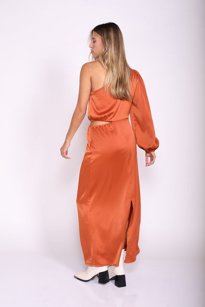 שמלת מקסי קרלה בצבע כתום - Re