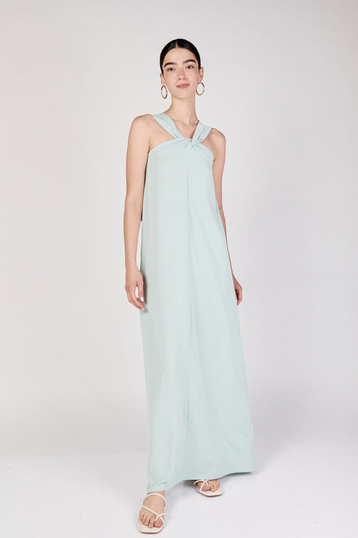 שמלת מקסי קולר איריס בצבע תכלת - Re
