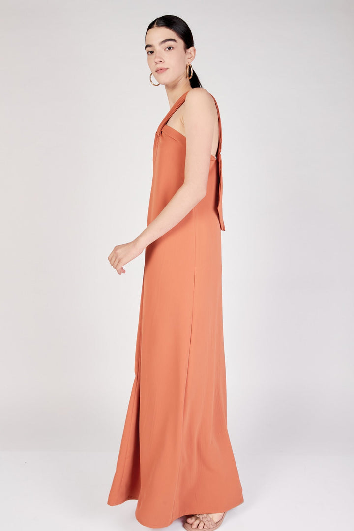שמלת מקסי קולר איריס בצבע כתום - Re