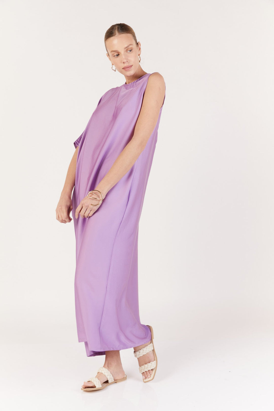 שמלת מקסי כרמן בצבע סגול לילך - Dana Sidi