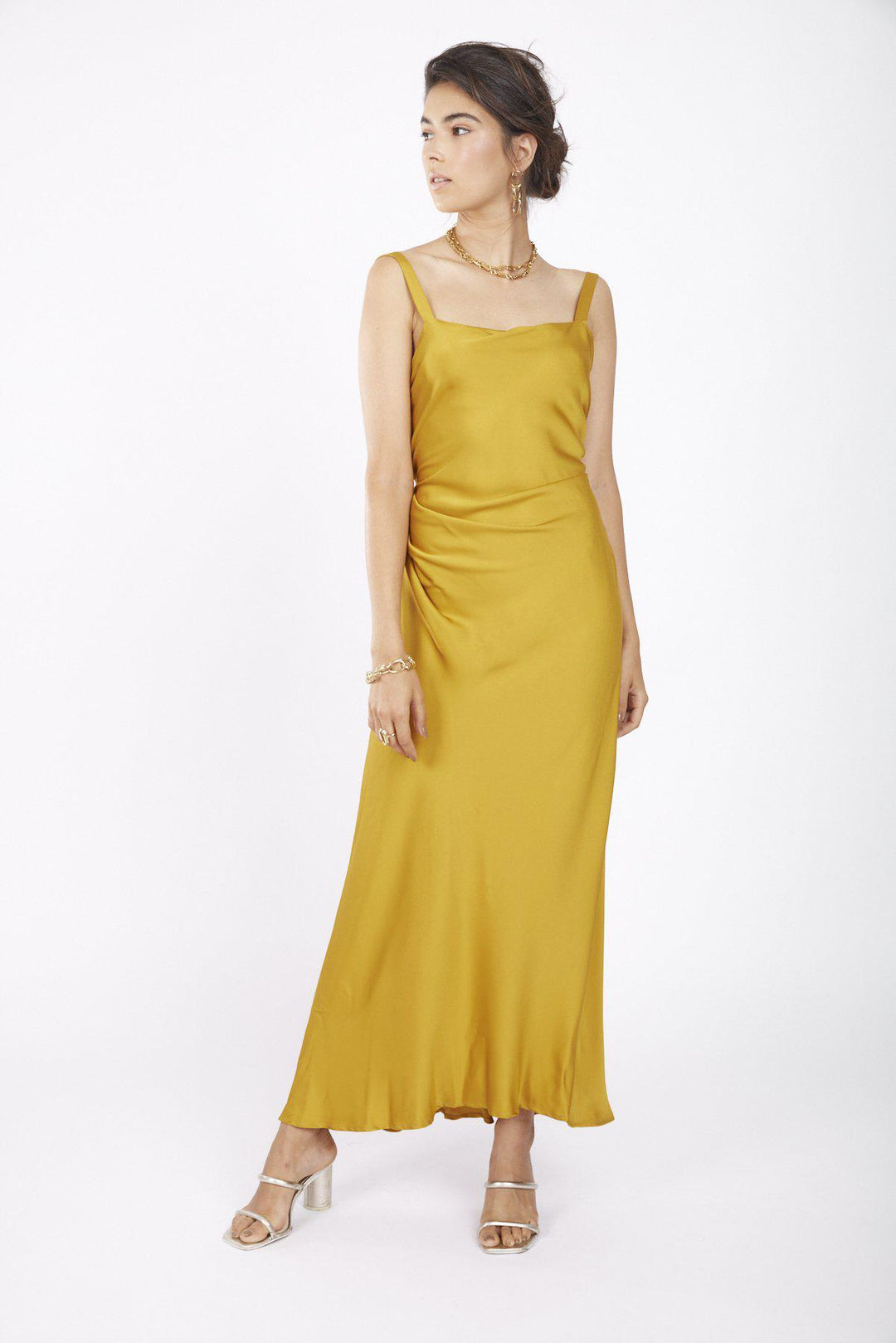 שמלת משי בצבע צהוב - M By Maskit
