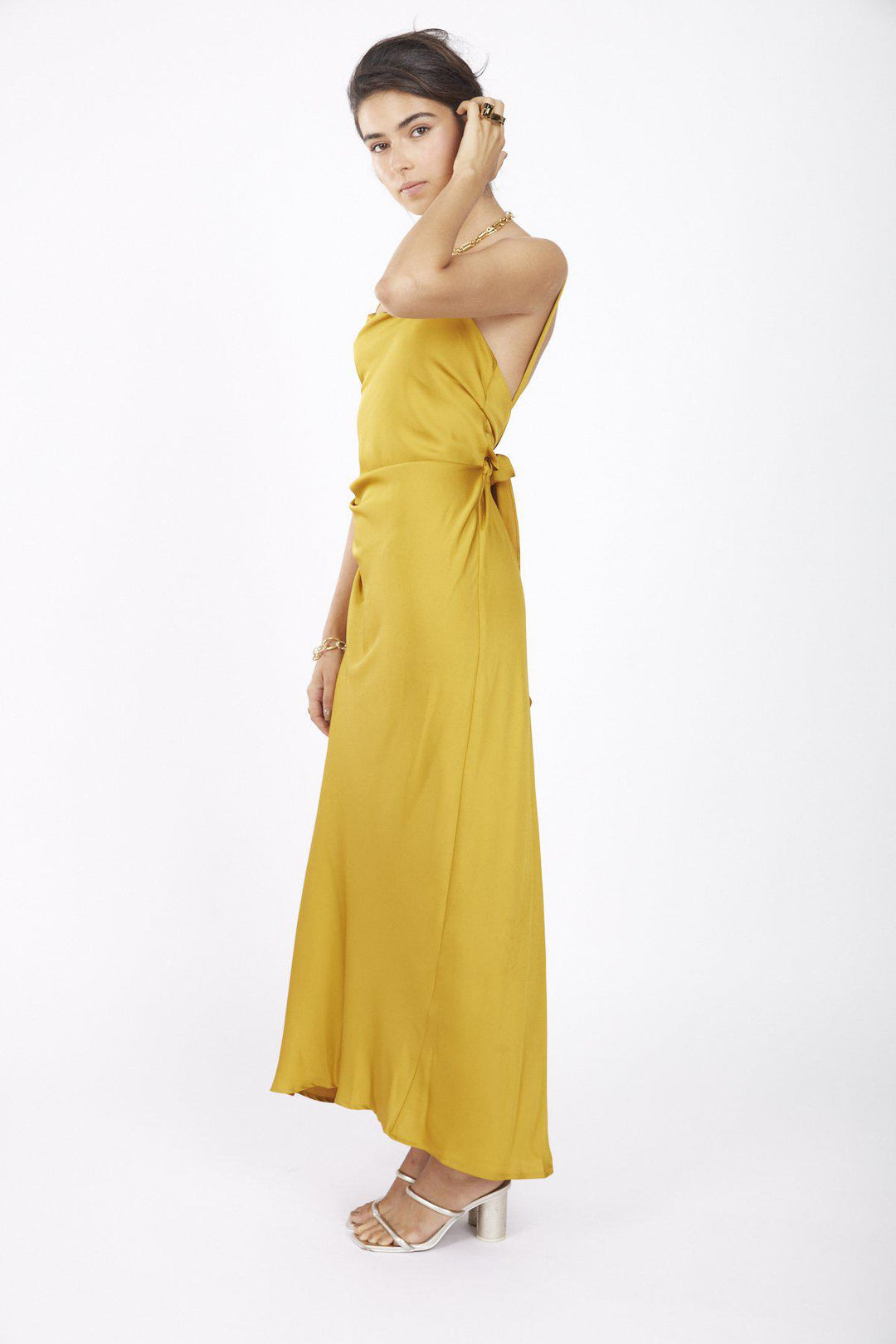 שמלת משי בצבע צהוב - M By Maskit