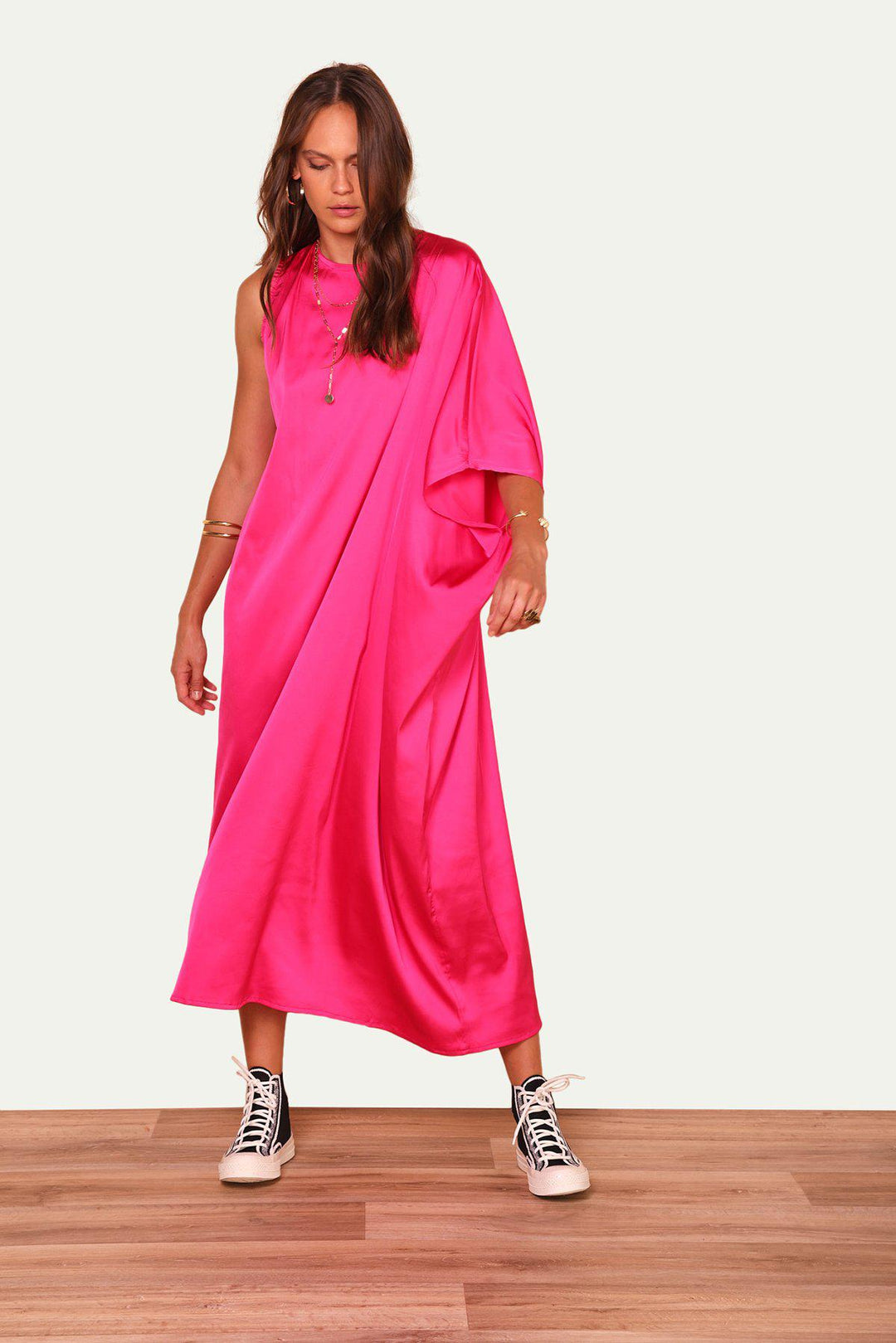 שמלת כרמן בצבע פוקסיה - Dana Sidi