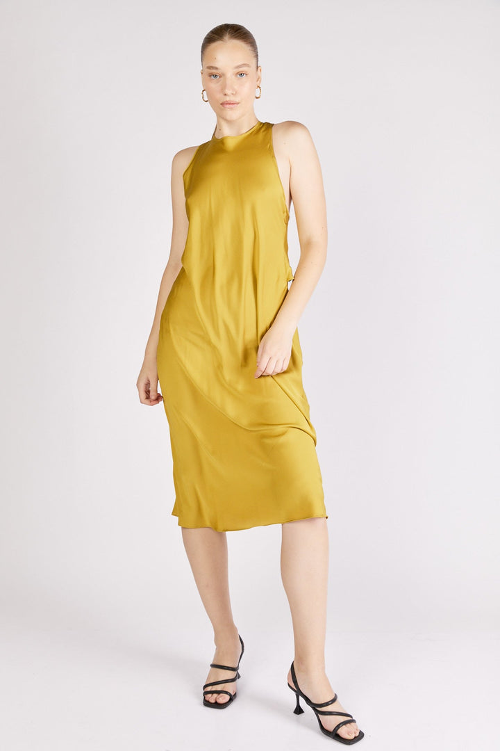שמלת שולי בצבע צהוב - M By Maskit