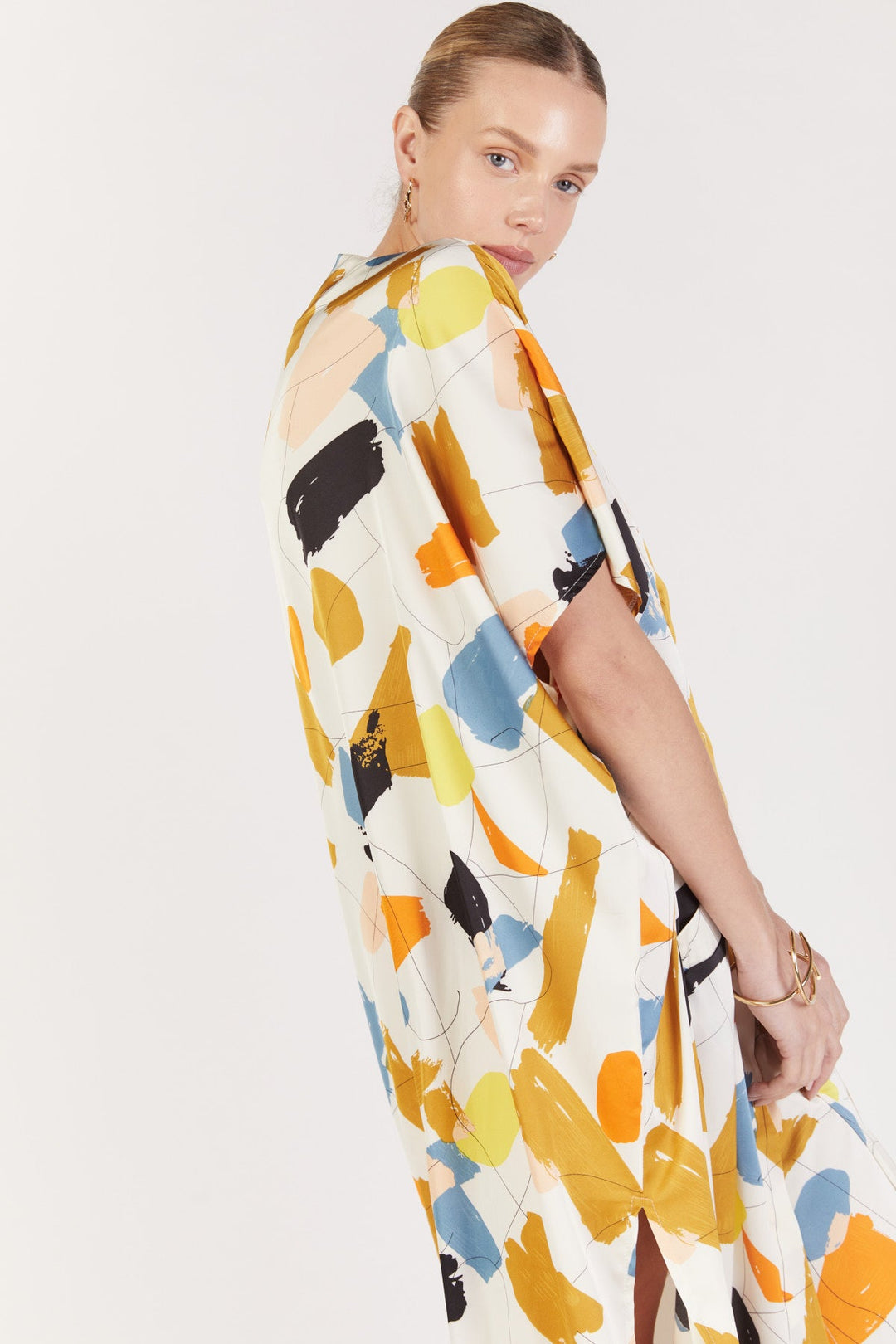 שמלת סנטוריני בהדפס כתום - Dana Sidi