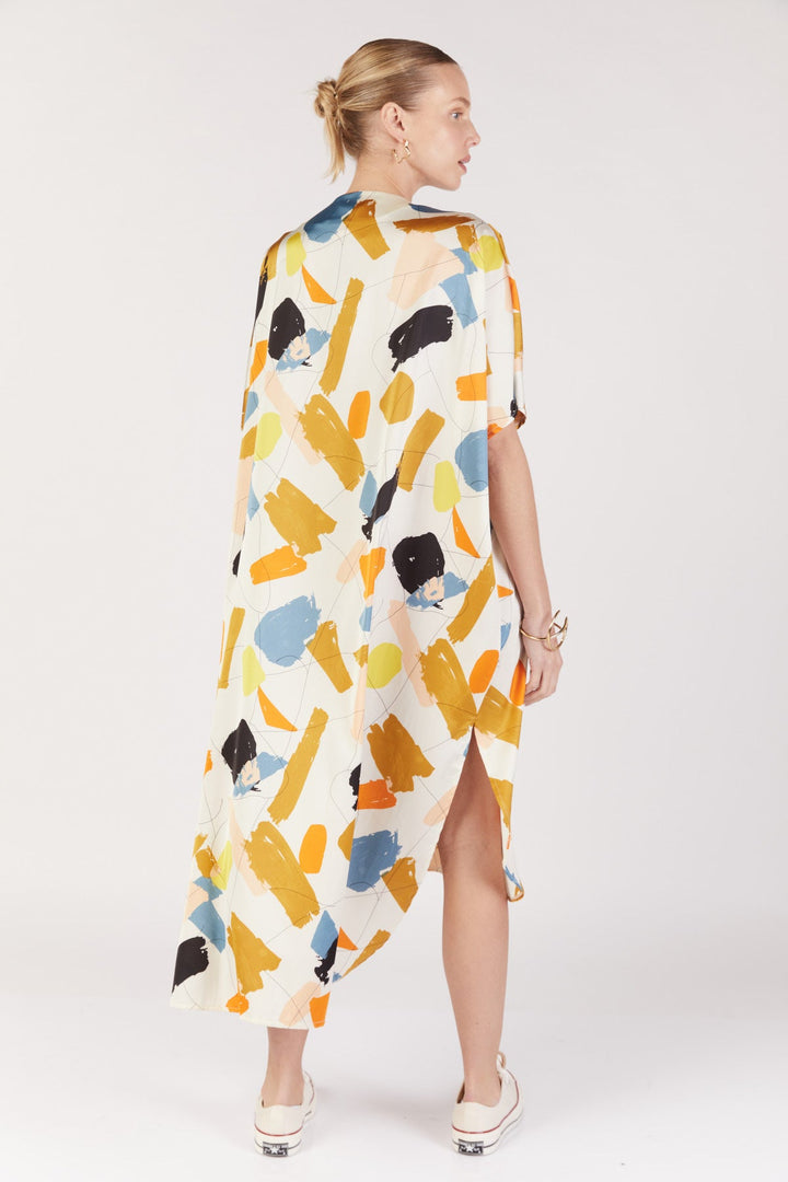 שמלת סנטוריני בהדפס כתום - Dana Sidi