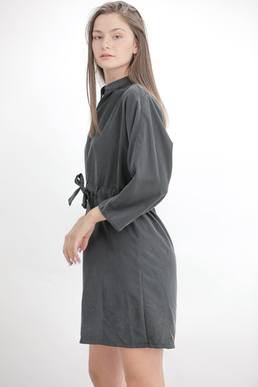 שמלת צווארון סיני בצבע שחור - Ayelet Weinman