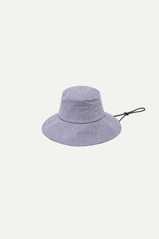 כובע בד רחב עם שרוך בצבע כחול - Justine