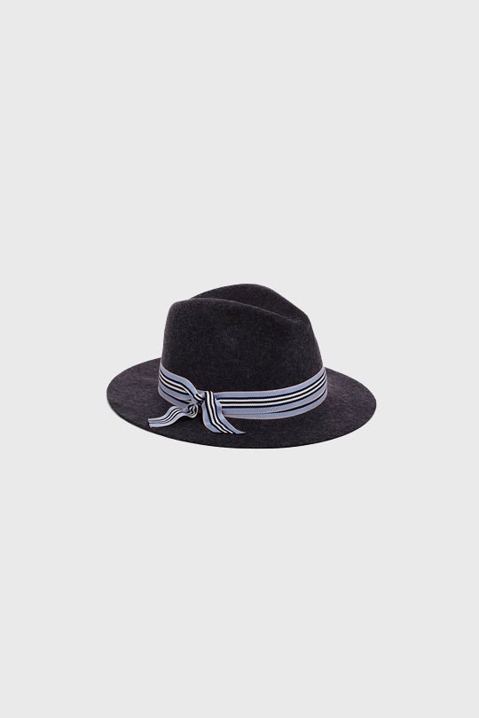 כובע בוהו עם סרט פסים בצבע שחור - Justine