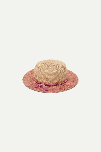 כובע בוטר עם חבל טבעי בצבע ורוד - Justine