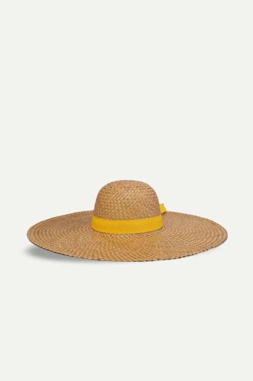 כובע פלופי רחב שוליים מעוגל בצבע צהוב - Razili Studio
