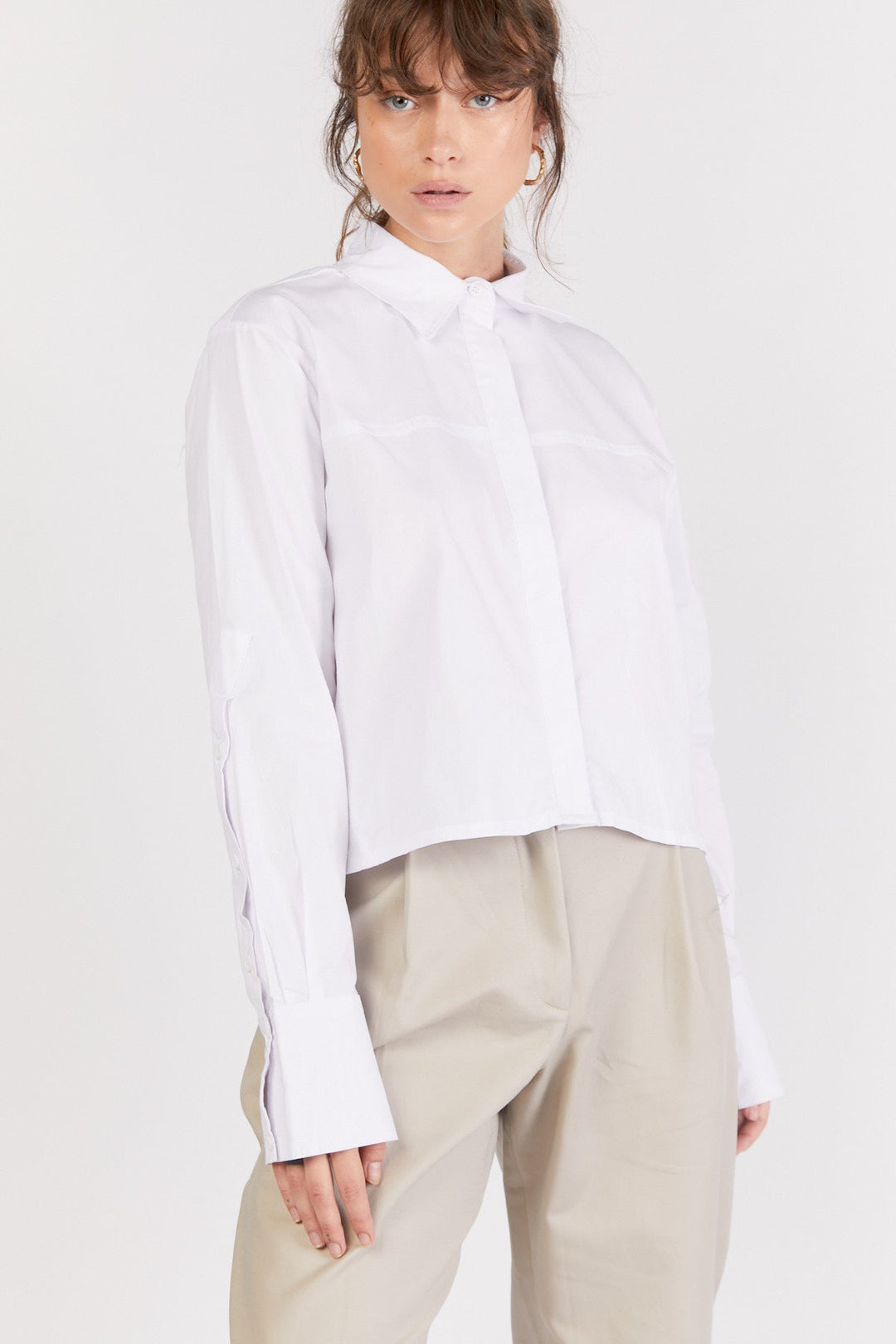 חולצה מכופתרת קארה בצבע לבן - Ella Levy