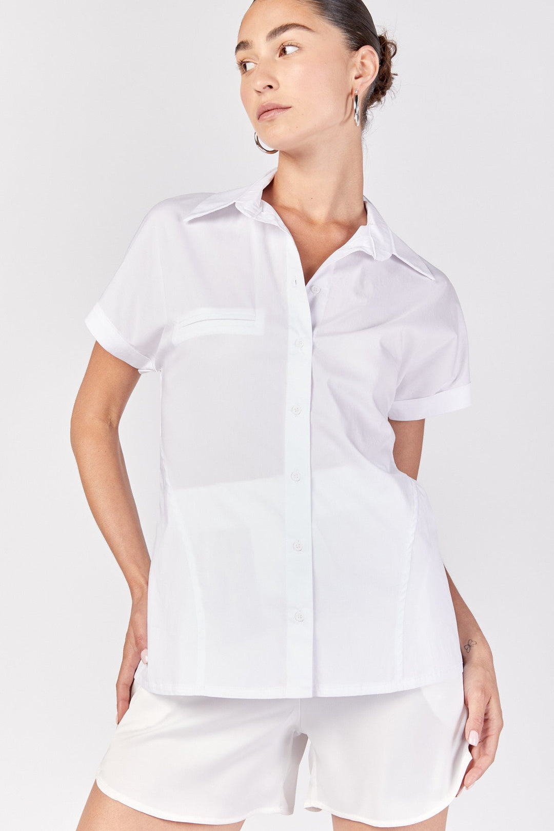 חולצה מכופתרת סמית בצבע לבן - Ella Levy