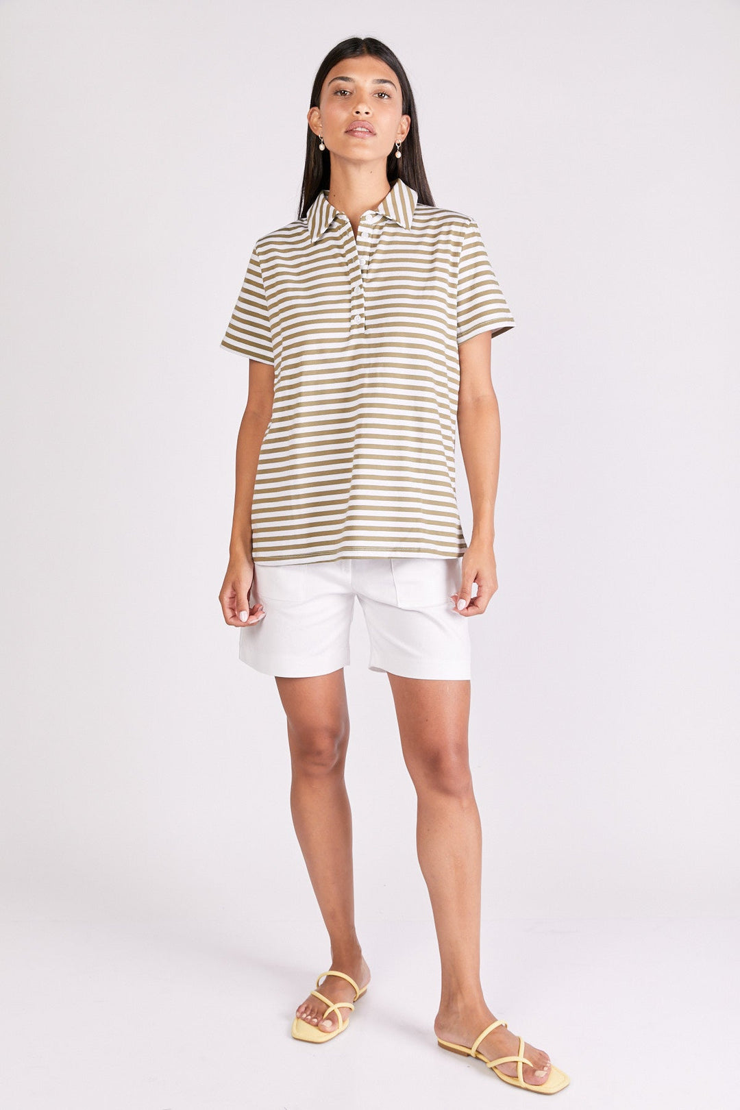 חולצת פולו הופמן בדוגמת פסים חום/לבן - Monochrome