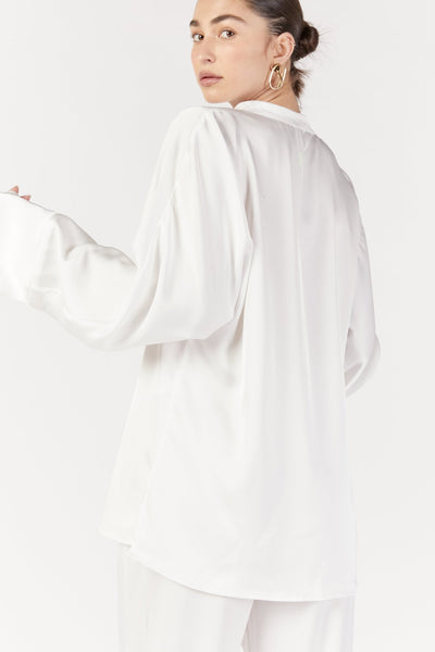 חולצת שירה שרוול ארוך בצבע לבן - Razili Studio