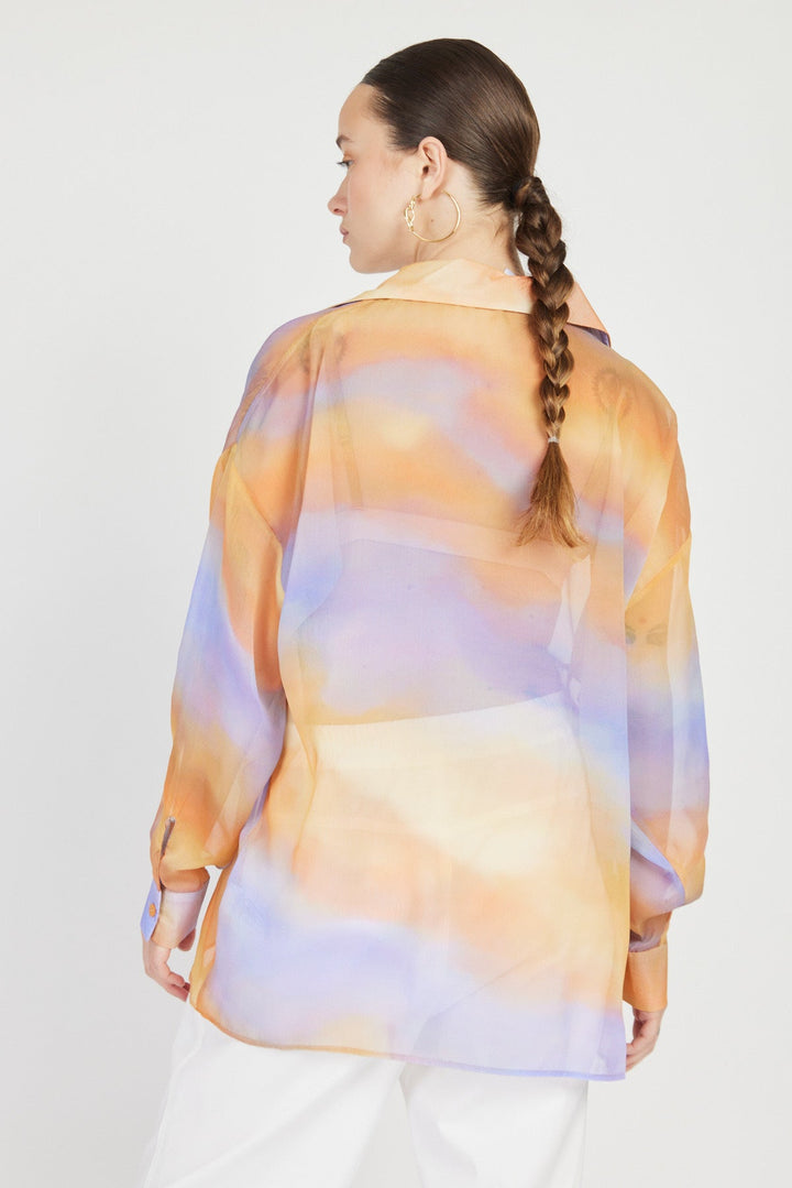 חולצת שמלה ג'אפה מכופתרת בהדפס עננים - House Of Jaffa X Razili