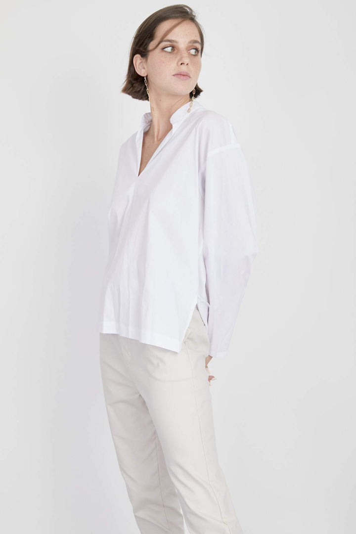 חולצת כותנה סיבוב לבנה - Ayelet Weinman