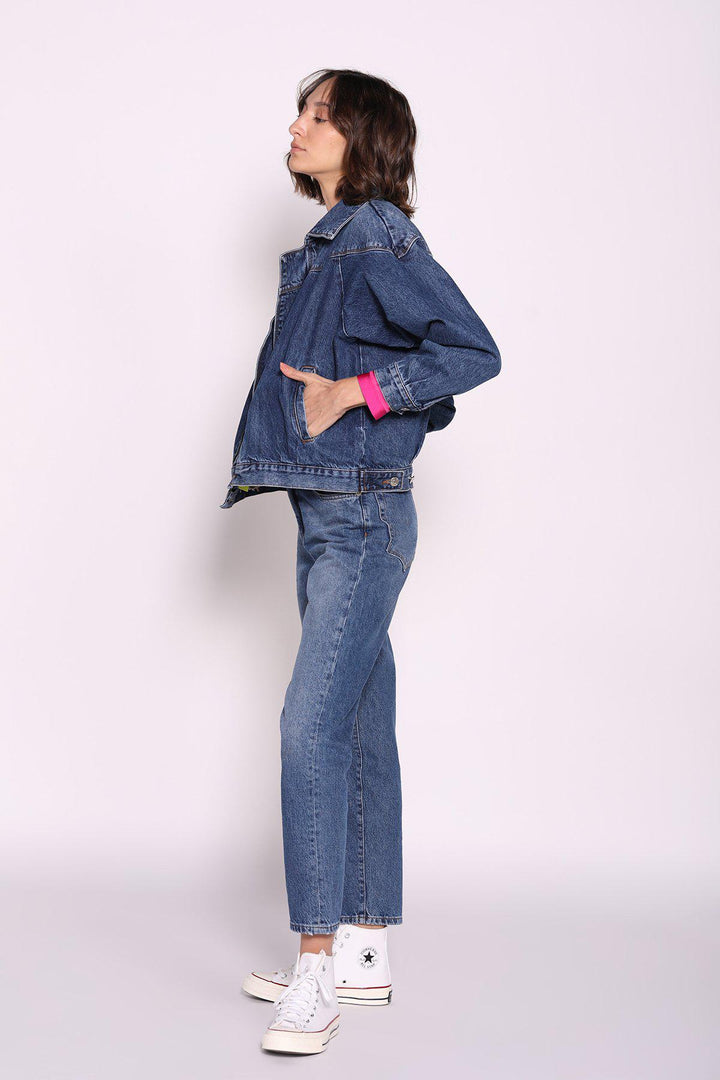 ז׳קט ג׳ינס עם רוכסן בצבע כחול - Razili Studio